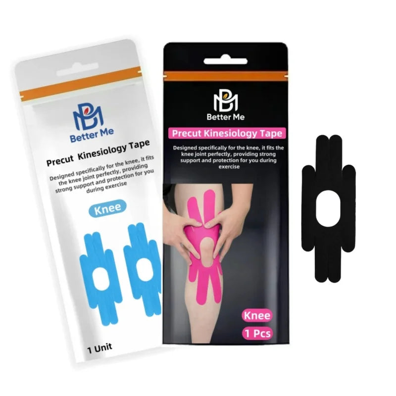 Precut Knee Kinesiology Tape 96% Cotton 4% Nylon Pain Relief Patch for Muscle Support Stability Winter Sports Custom Logo