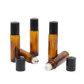 Customized logo 10ml Amber Brown Color Glass Roller Bottle With Metal Steel Roller and Black Golden Cap
