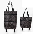 Hot Sale Eco-Friendly Reusable Waterproof Printed Polyester Shopping Trolley Bag Foldable Cart Tote Bag with Wheels