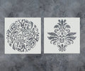 Damask Stencils Set of 2 Reusable PET Ornate Floral Templates Eco-friendly Durable for Painting on Walls Wood Fabric Home Decor