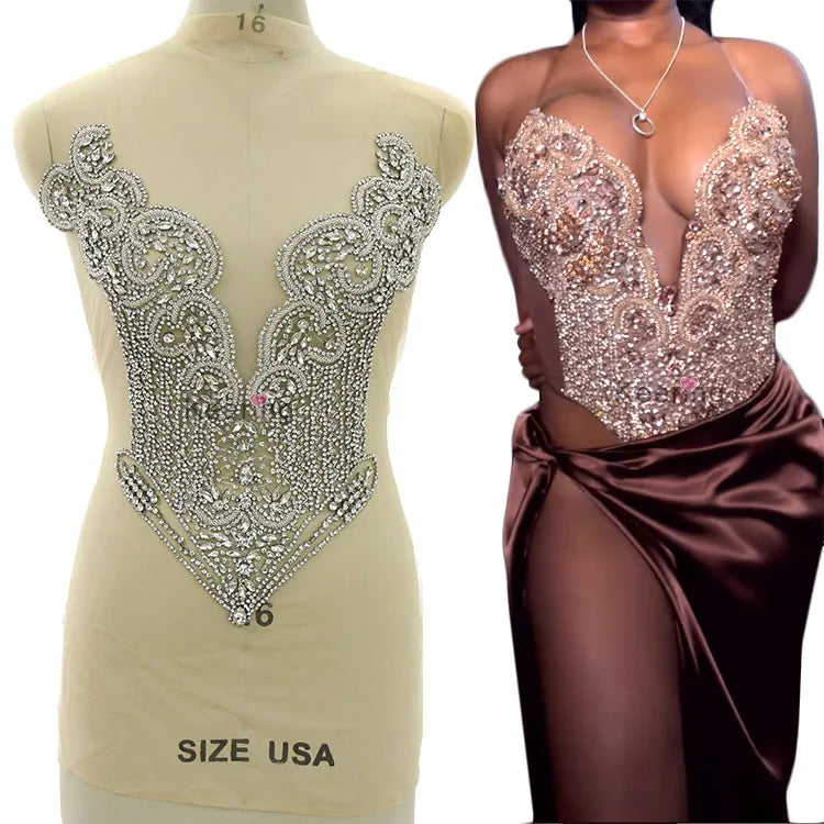 E292002 Keering Crystal Stone Sewing Accessories Rhinestone Wedding Dress Applique for Dress Corset Top Clothing