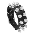 Two Rows Cuspidal Rivets Bracelet Wide Cuff Leather Punk Gothic Rock Bracelet Unisex Jewelry Leather Bracelet for Men