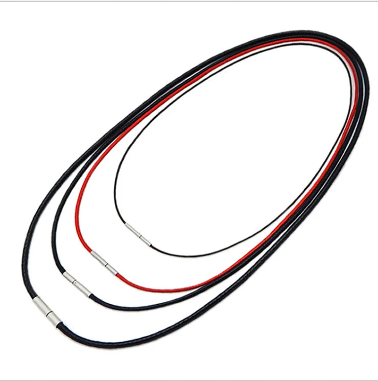 Black/Red/Coffee Braided Leather Necklace Cord Silver Stainless Steel Secure Clasp Necklace Fine Jewelry Necklaces