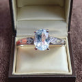 925 Sterling Silver Aquamarine Engagement Ring New Design Beautiful Classic Chunky Women's for Wedding Party Oval Cut Diamond