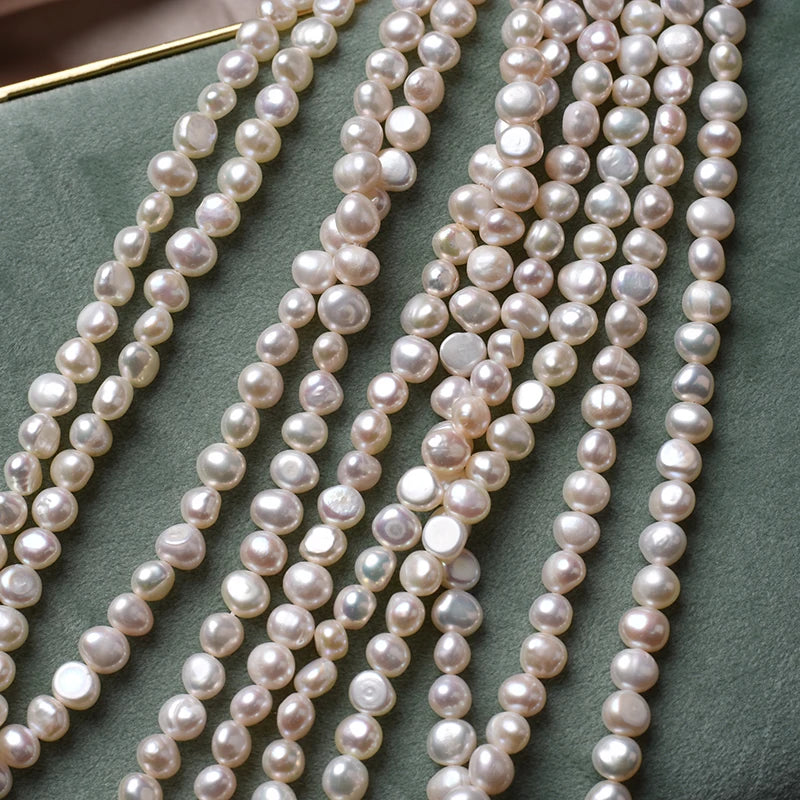 High Gloss 7-8mm White Freshwater Pearl Two-Sided Light Baroque Profiled DIY Jewelry Material Side Hole Natural Loose Pearls