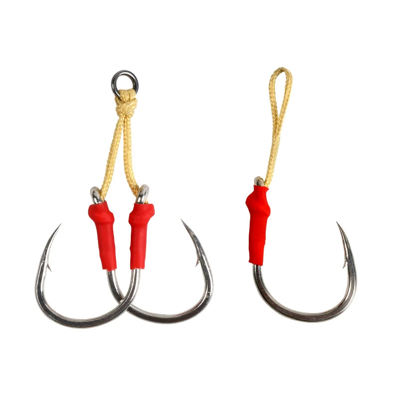 HK026 HK027 Fishing Hook Assist Jigging Hook High Carbon Steel Saltwater With KEVLAR-Fiber