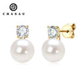 925 Sterling Silver Stud Earrings Hypoallergenic Unique Freshwater Round Dangle Natural Cultured Pearl for Ladies