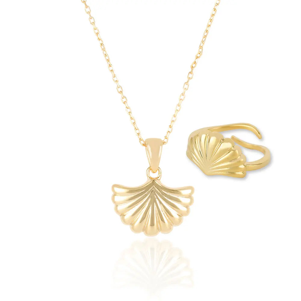 Necklace Chunky Set Summer Beach Nigerian Style 925 Sterling Silver Shell Shape Hawaiian Jewelry Sets