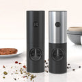 Spice Gravity One Hand Operation Black Adjustable Coarseness Automatic Electric Salt and Pepper Shaker Grinder With Led Light