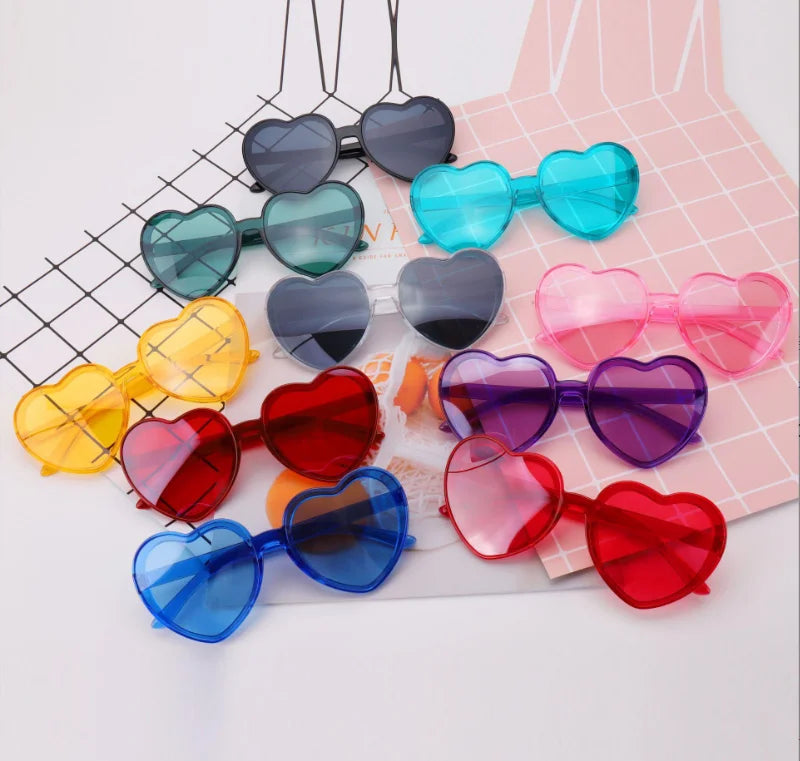 Cute Heart Shape Sun Glasses Mirror Fashion Eyewear UV400 Glasses Ladies Reflective Women Love Hearts Sunglasses