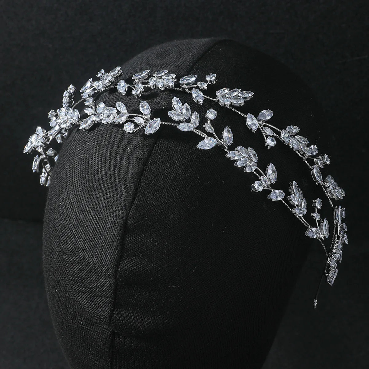 SLBRIDAL Luxury Flexible Cubic Zircon Bridal Tiara Headband Wedding Bridesmaids Crown CZ Hair Accessories Women Party Jewelry