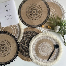 Burlap Round Placemats Ins Burlap Circle Rustic Table Decor Handmade Nordic Burlap Placemat Vintage Coaster Mat