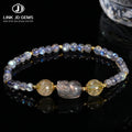 JD Women Fashion Imitation Labradorite Energy Wealth Charm Bangles Couple Wrist Gift Natural Gray Moonstone Bead Pixiu Bracelet