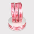 Valentine's Day Satin  Ribbons Red Logo Printed Wired Ribbon for Gift Wrapping and Decoration Rolled Pattern