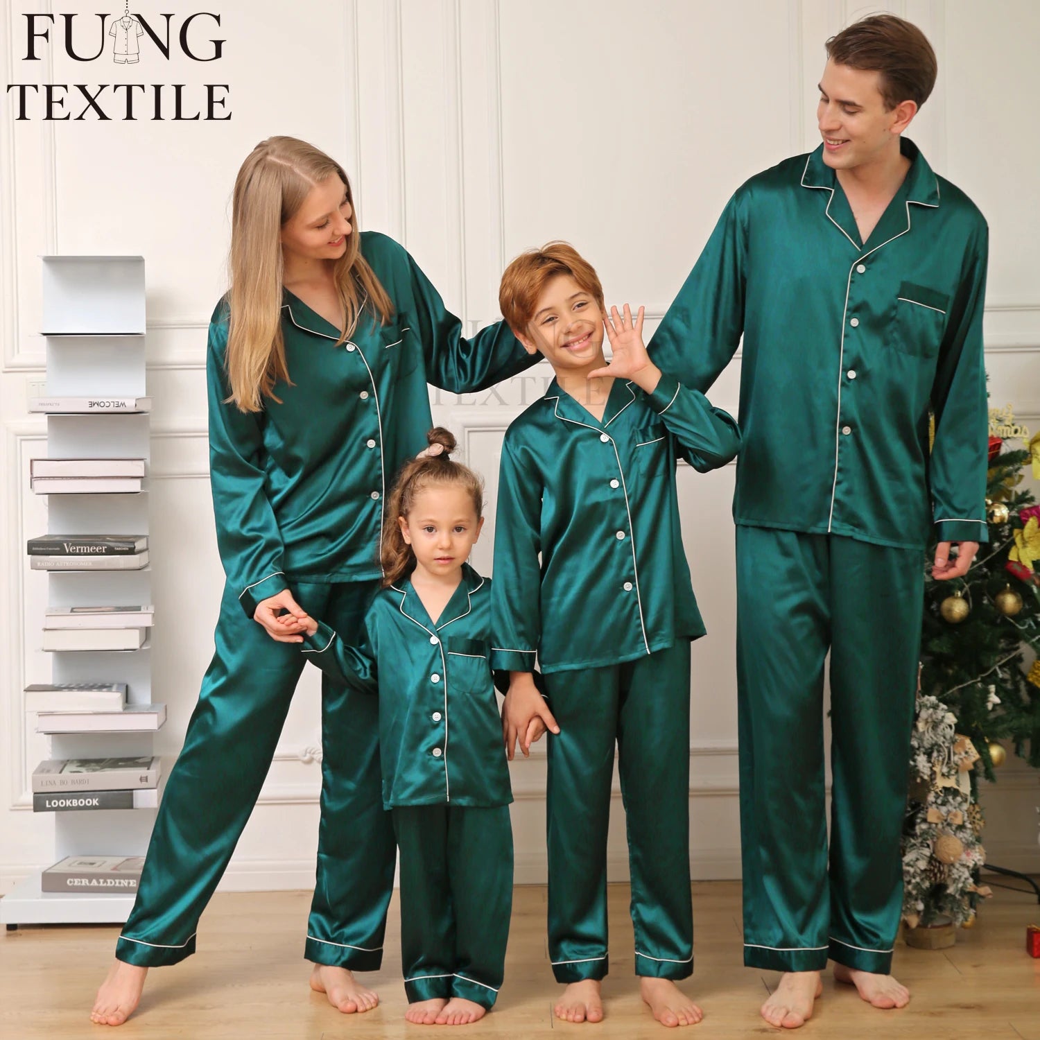 Fung 6001 Women Spring Winter Sets Satin Long Sleeve Long Pant Pajama Set Women Sleepwear Bridesmaid Pajamas