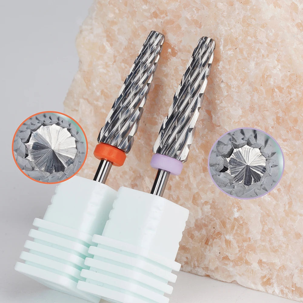 24mm Super Long Flute Nail Burr Bit Two Way Use Dual Rotation Manicure Hard Gel Strong Polish Off 5 in 1 Electric Nail Drill Bit