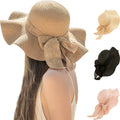 Womens Large Ladies Foldable Packable Floppy Summer Beach Straw Sun Hat Wide Brim Cowboy Style for Outdoor & Travel