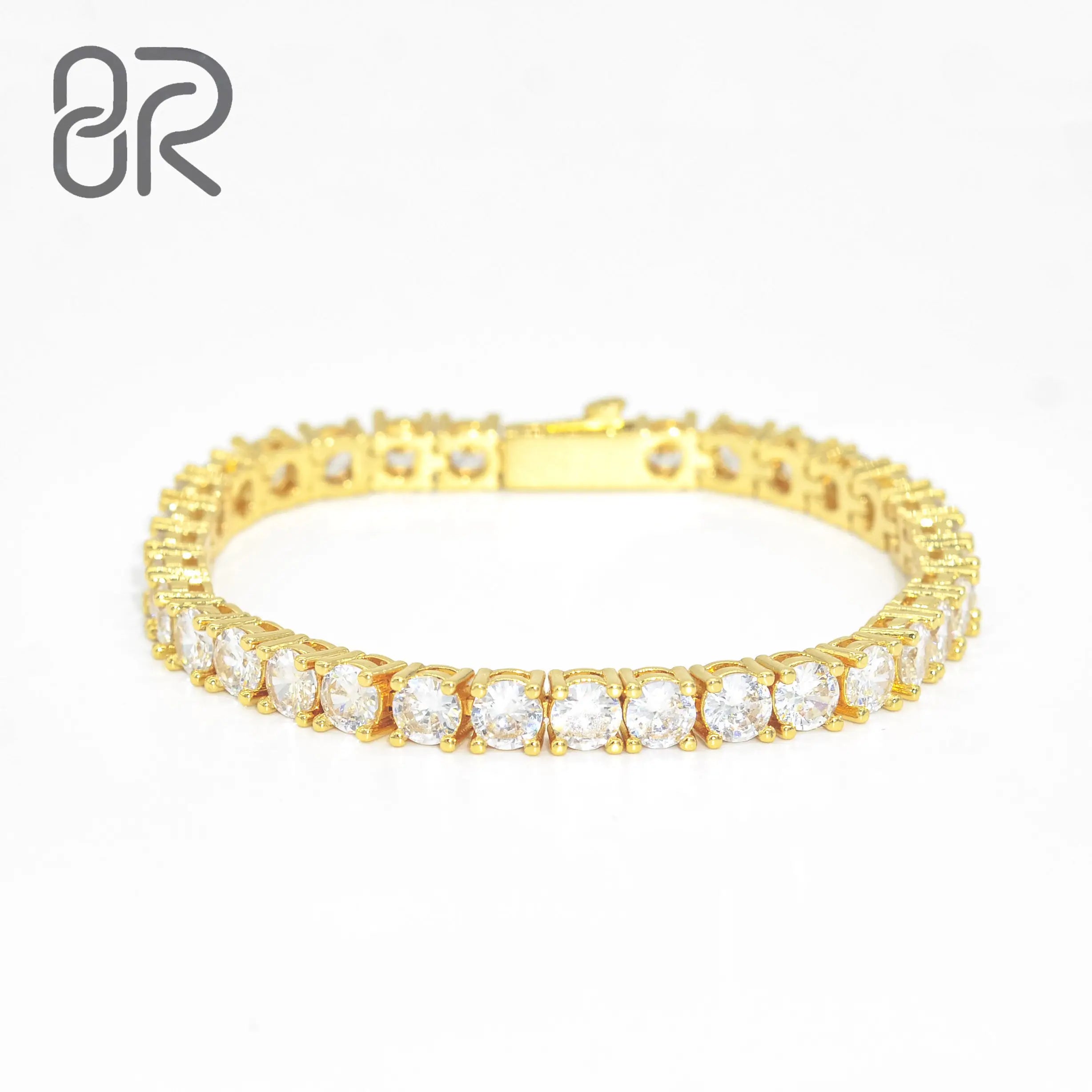 4x6mm 8" VVS Moissanite Tennis Wholesale Bling Iced Out Gold Plated 925 Silver Fine Jewelry Link Chain