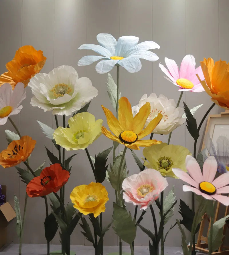 GJ-GF16 Wholesales Factory Low Price Giant Organza Giant Artificial Flowers Window Wedding Stage Decoration for Party
