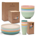 18pcs Reusable Kitchen Cups Plates and Bowls Sets Dishwasher Microwave Safe Wheat Straw Dinnerware Sets