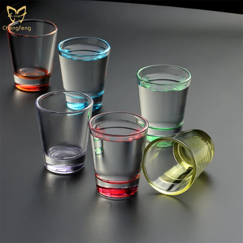 Amzaon Hot Colored Shot Glasses 1.9oz Colorful Shot Bulk Heavy Base Small Glass Whiskey Glass Personalized Color Shot Glass