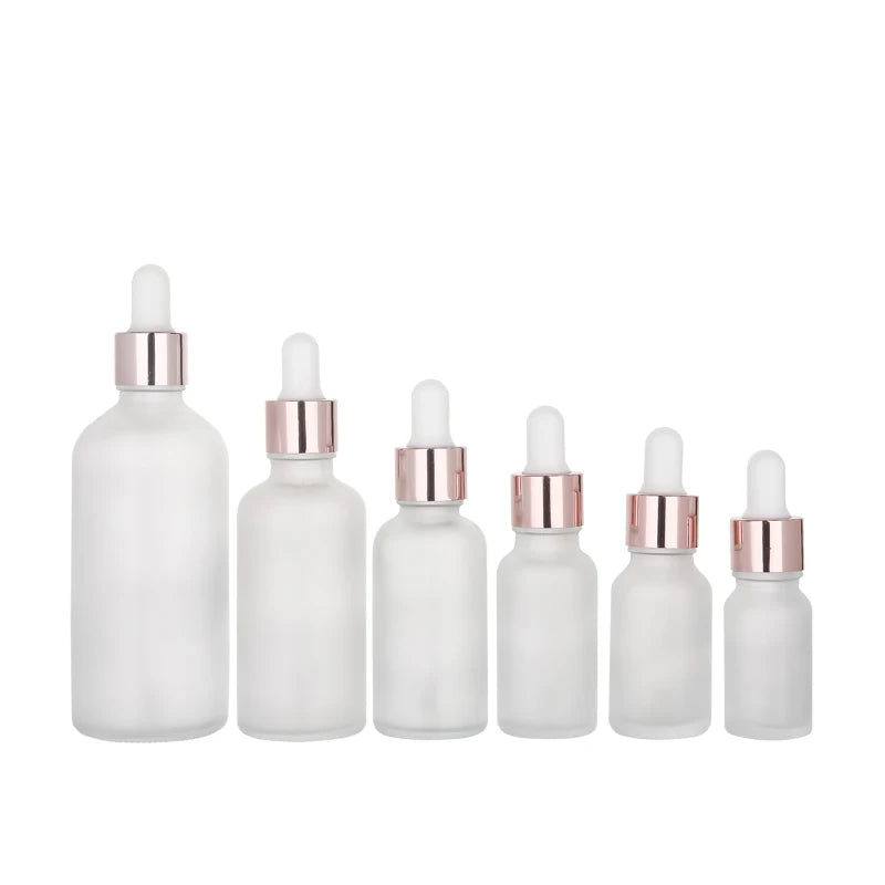 20ml 30ml 50ml 100ml Frosted Clear Glass Dropper Bottle Pipette for Skin Care Cream Face Cream Eye Cream Flat Shoulder Essential