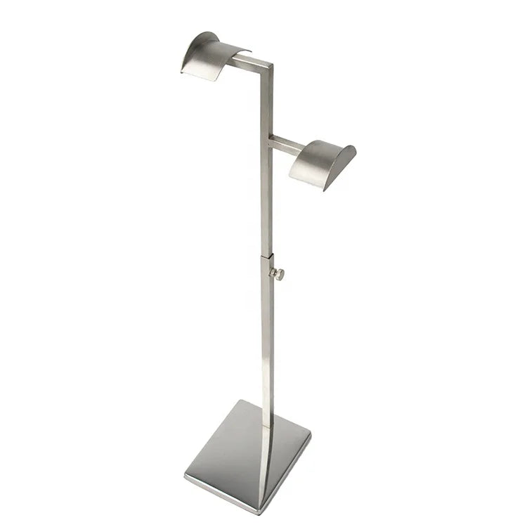 Export Design Adjustable Height Silvery Stainless Steel Metal Retail Shop Couture Handbag Display Stands Holder