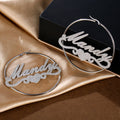 Customized Name Earrings Stainless Steel Heart-Shaped Nameplate Hoop Earrings Fashionable and Elegant Anniversary Gift for Mom