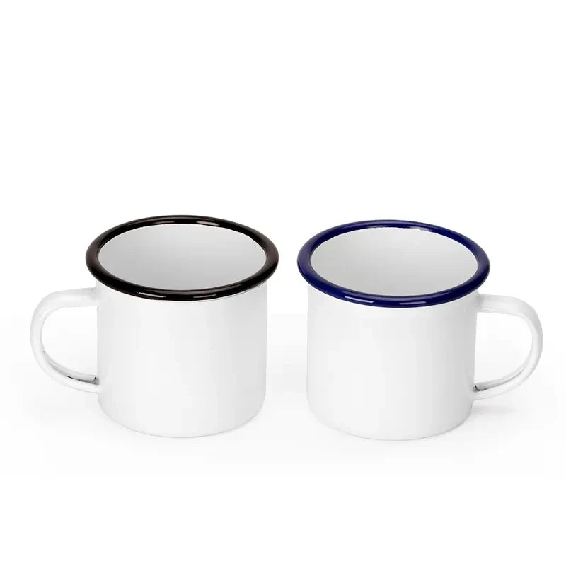 New Arrivals of Sublimation Blank Metal Enamelled Mug with Coating Black and Blue