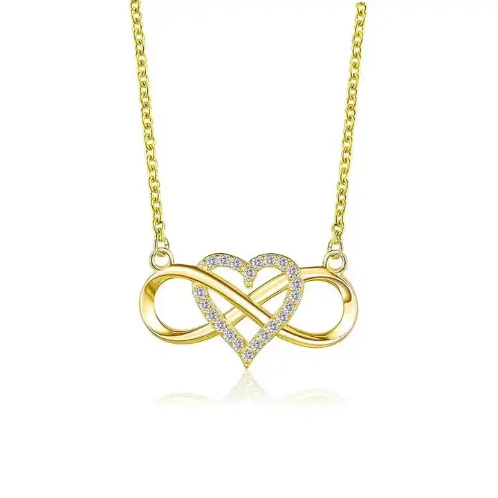 SC Wholesale Fashion 8 Shape Infinity Necklace Trendy Gold Silver Diamond Necklace 4 Heart Chokers Necklace for Girls