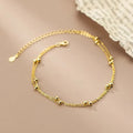 Statement Double Layer Chain Round Ball Beaded 18K Gold Plated 925 Sterling Silver Anklets Bracelet Fashion Jewelry for Women