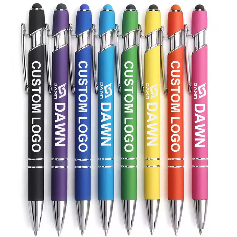 Promotional Metal Aluminum Rod Spraying 2 In1 Press Type Touch Screen Pen Promotional Gift Custom Ballpoint Pen
