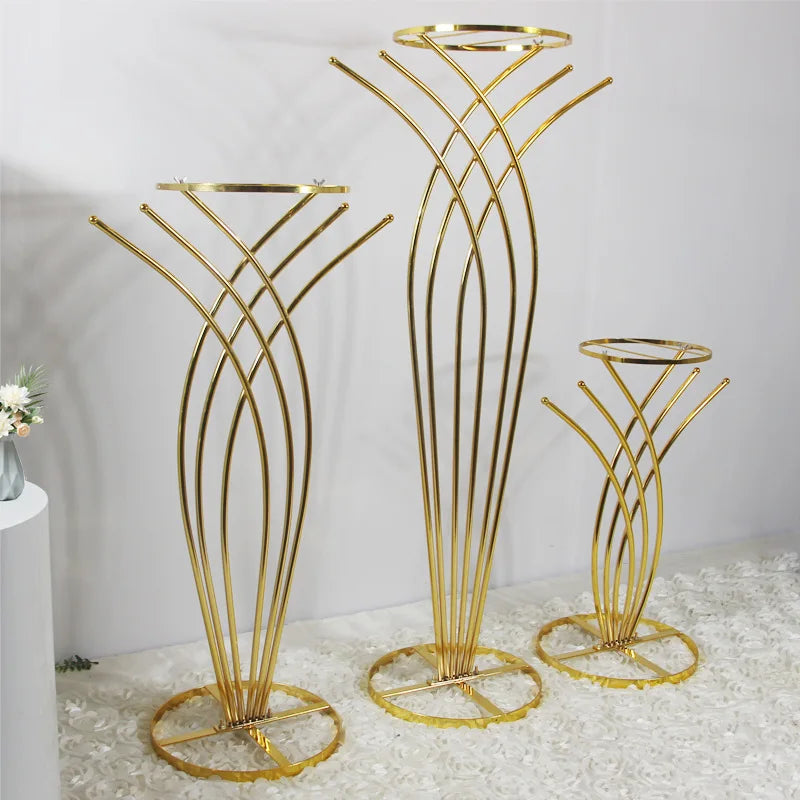 HJ210705-1 LUCKYGOODS Elegant Vintage Professional Gold Plated Iron Flower Rack Stand for Wedding Party Decoration