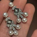 Black Platinum Plated Vintage AAAA Grade Stud Earrings Silver Needle Anti-Sensitivity Design 5mm Natural White Freshwater Pearl