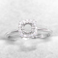 Sterling Silver 4*4mm Semi Mount Ring Empty Frame Blank Support Claw Setting S925 Base Holder Without Center Stone for DIY Inlay