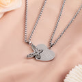2 Pcs/Set Stainless Steel Couple Necklace Love Forever Engraved Puzzle Butterfly Heart Necklace for Couple Love Valentine's Day