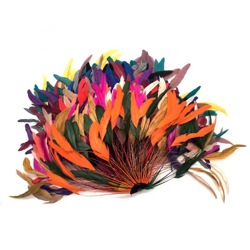 Stripped Dyed Hackle Feather Fan 5-6inch for Millinery Accessories