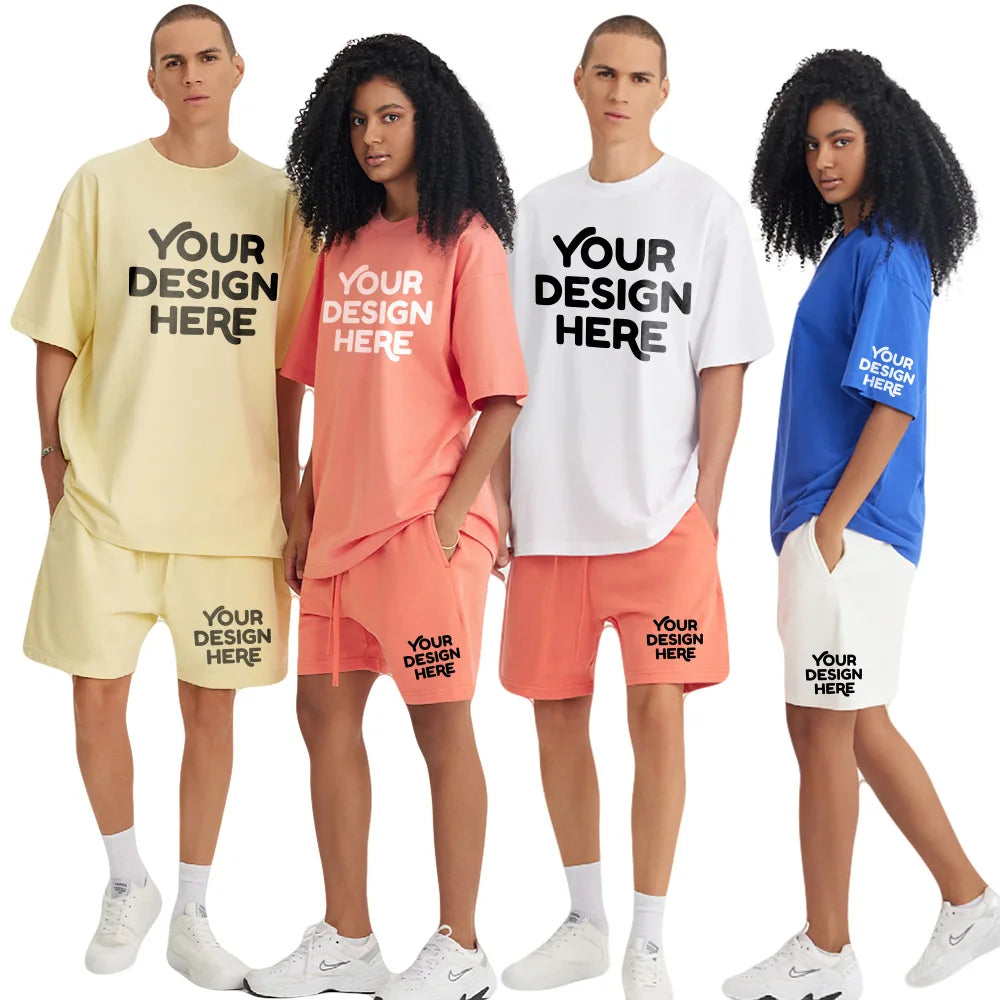 DFAKT030 245G Heavy Weight 100% Organic Cotton Ins Style Loose USA Fog Natural Color Summer Men's T Shirt Custom Print Tee Shirt