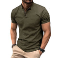 2025 Europe-American Style Summer Men's Button-up Loose Casual T-shirt Stand-up Collar Sports Polo Shirt