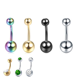 G23 Titanium 14G Belly Button Rings Zircon Highly Polishing Threaded Eyebrow Nails ASTM F136 Body 10pcs Wholesale Belly Button