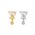 HENGSEN Stainless Steel L Stick Nose Piercing Jewelry Marquise Cubic Zirconia Butterfly Dangle Nose Stud for Women 884-7-L