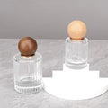 Custom Labels 1oz 30ml 50ml Oils Atomizer Empty Refilling Glass Cosmetic Packaging Round Spray Perfume Bottles With Wooden Cap