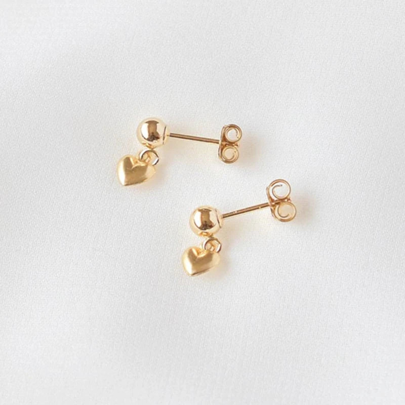 14K Gold Filled Tiny Heart Earrings for Women Minimalism Vintage Boho Style Trendy Oorbellen Brincos Pendientes Jewelry