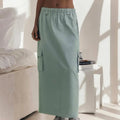 Enyami Y2K Streetwear Teen Sporty Fashion Leisure Cargo Skirts Woven Cotton Pockets Drawstring Waist Cargo Long Skirts Women