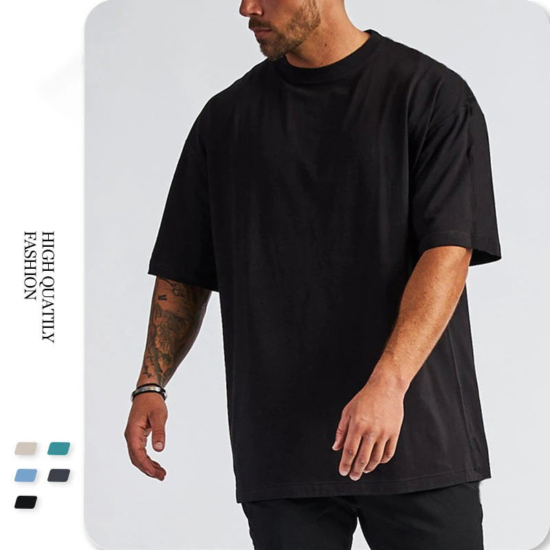 Customizable 100% Cotton T-Shirt Logo Oversized Essentials Long Length Knitted Fabric Printed Pattern High Quality Blank T-Shirt