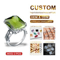 Fine Jewelry Turquoise Sterling Silver Bohemian Wedding Party Ring for Women with Pave Setting