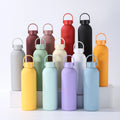 Custom Sizes Skin Feeling Rubber Painting Narrow Mouth Outdoor Hiking Sports Water Bottle with Matching Colored with Handle
