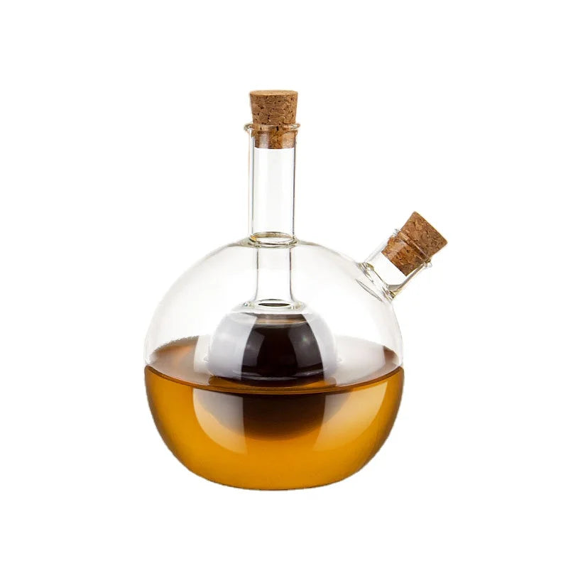 2-in-1 High Borosilicate Glass Eco-Friendly Classic Kitchen Oil Vinegar Dispenser Gravy Boat Design Vegetable/Olive Use Wonder