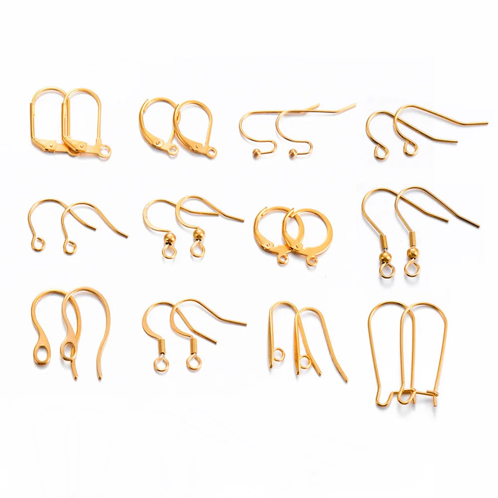 Surgical Stainless Steel DIY Round Shaped Earring Hook French Ear Wires Bead for DIY Charm Jewelry Jewelry Findings Components