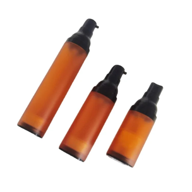 Cosmetic Airless Pump Bottle 15ml 30ml 50ml 100ml 120ml Matte Amber Color with Black Closures